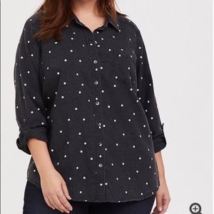 Torrid polka dot button down shirt